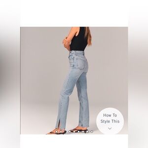 Abercrombie90’s ❣️Side Slit 🤍Straight Ultra High-Rise Jeans